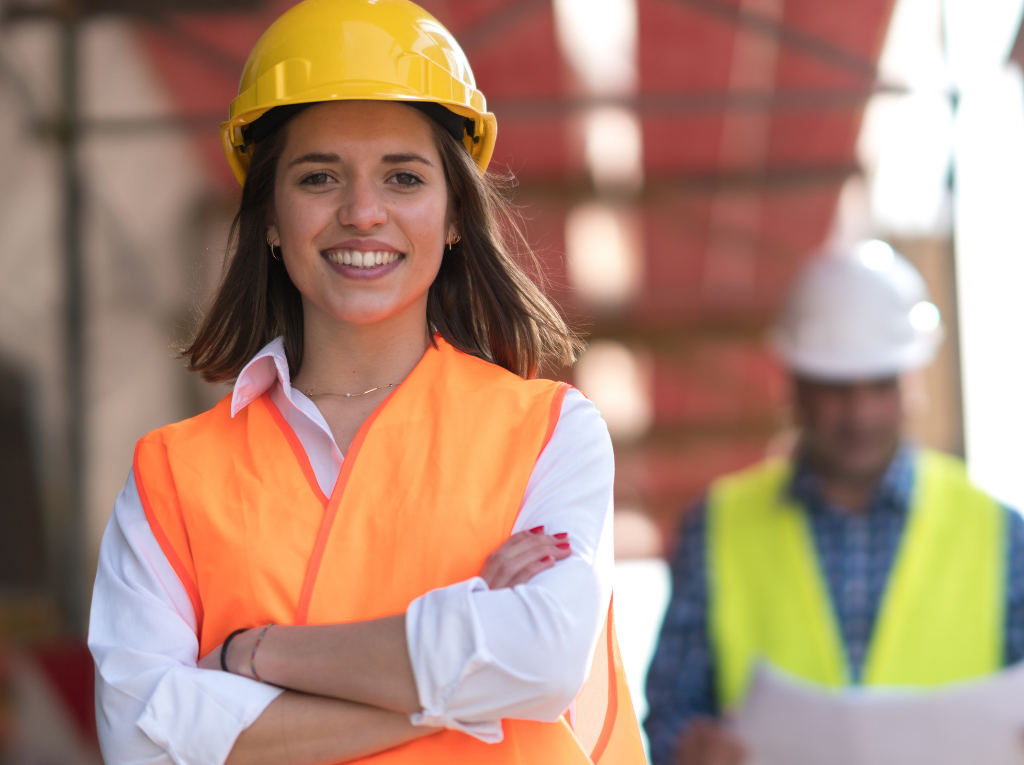 confident female construction worker confident female construction worker